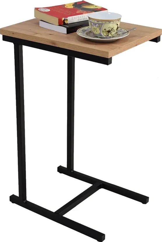 Industrialny Stolik Czarny Boczny + Dąb Artisan W8-A14
