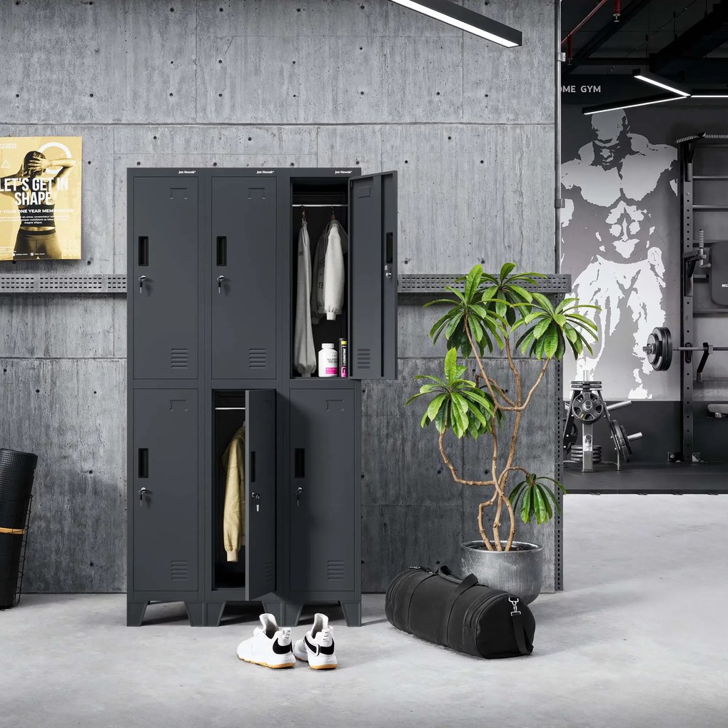 Szafka BHP ubraniowa pracownicza antracytowa BARTEK 1 Plus 292 x 1720 x 450 mm