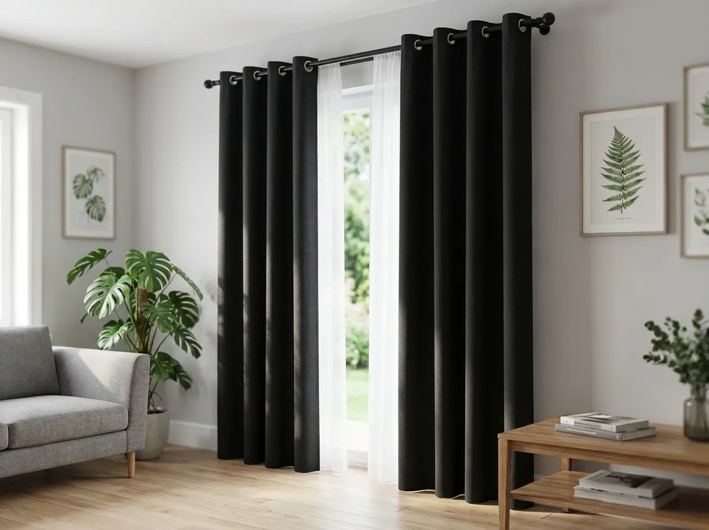 2x czarna zasłona OXFORD 140x250 cm