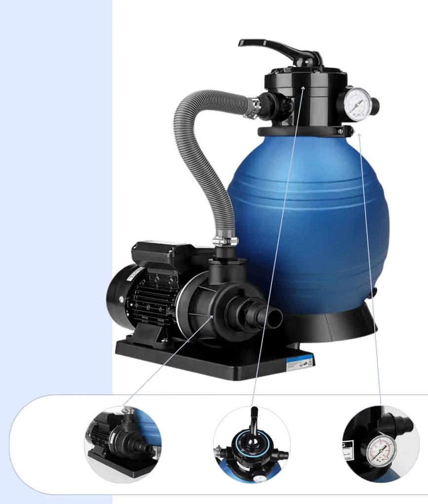 Filtr piaskowy do basenu AQUA, 10 200 l/h, niebieska Jurhan