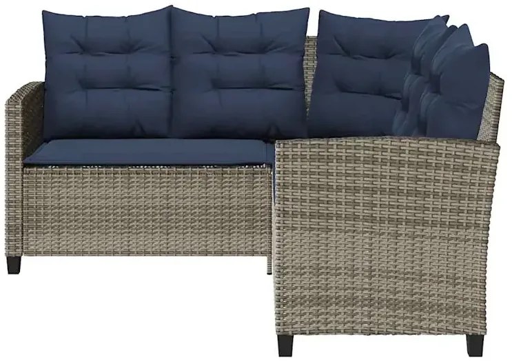 Sofa ogrodowa ze stolikiem szaro granatowa N8-P93