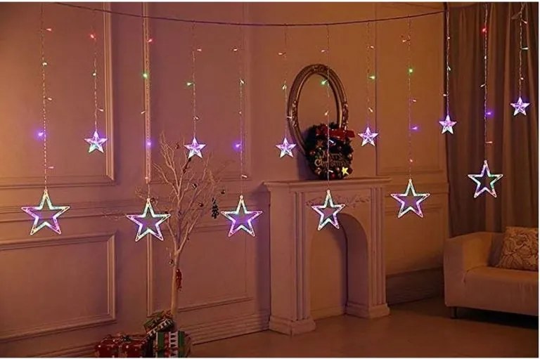 Dekoracja świąteczna - świecące gwiazdki, 150 LED, kolorowe