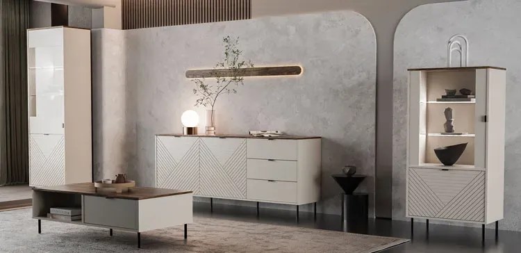 Ława kawowa z 2 szufladami kaszmir + dąb castello T6-K31