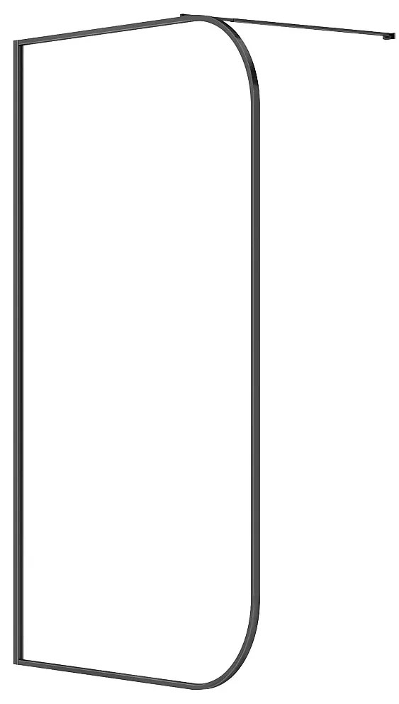 Ścianka prysznicowa zaokrąglona do kabiny walk-in - 120 x 200 cm - Czarny mat - DOUYANO