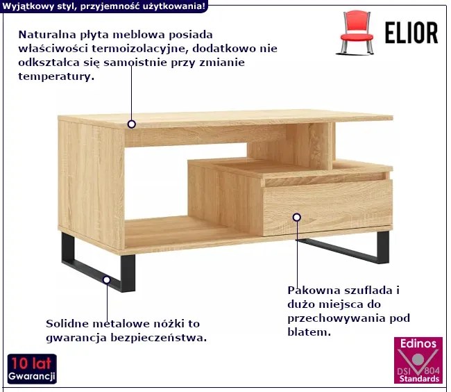 Stolik kawowy do salonu dąb sonoma Kanop