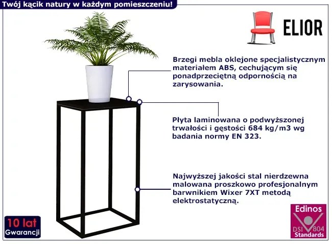 Czarny kwietnik w industrialnym stylu B5-D62