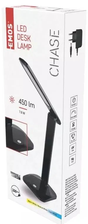 Czarna lampa stołowa LED ze ściemniaczem (wys. 37 cm) Chase – EMOS