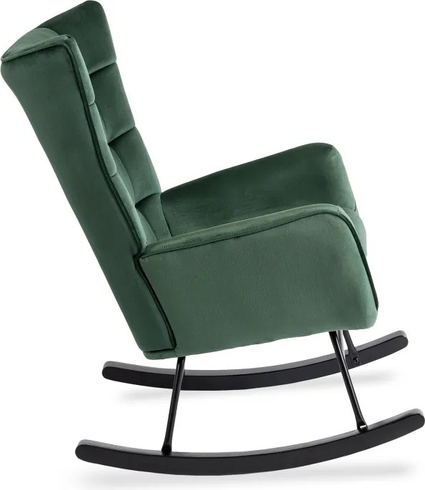 Fotel Bujany na Biegunach Uszak Wypoczynkowy JACKSON Zielony Welurowy do Salonu Nowoczesny