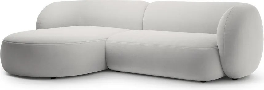 Jasnoszary aksamitny narożnik (lewostronny/z szezlongiem) Kate – Micadoni