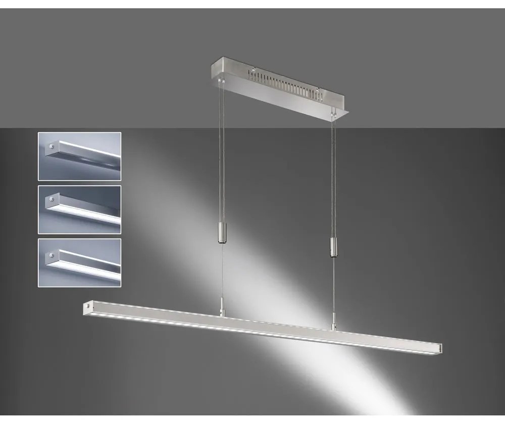 Metalowa lampa wisząca LED ze ściemniaczem w kolorze srebra Vitan – Fischer & Honsel