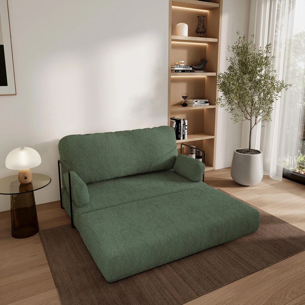 Masseno Sofa piankowa KESTE z funkcją spania, Kanapa z pianki do salonu, Bezmontażowa, Tkanina bucle – Zielony QUELLE 37