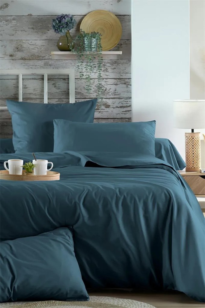 Bawełniane prześcieradło na gumce, granatowe, ELYSEE