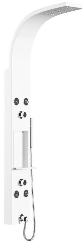 Kolumna prysznicowa z hydromasażem i półeczką - Biały mat - 20 x 140 cm - ROANA