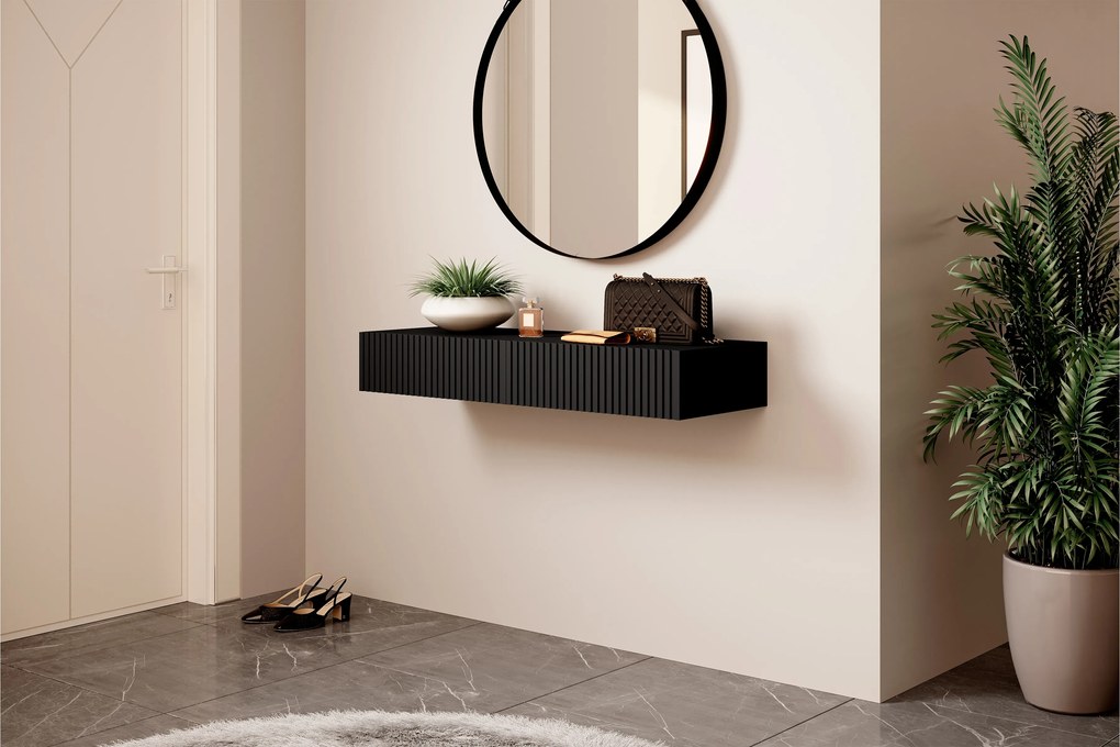Konsola / toaletka Nicole 100 cm wisząca - czarny mat
