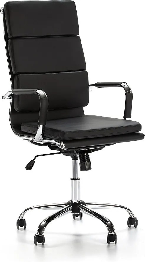 Fotel biurowy z regulacją kąta pochylenia Morgan, czarny, skóra ekologiczna