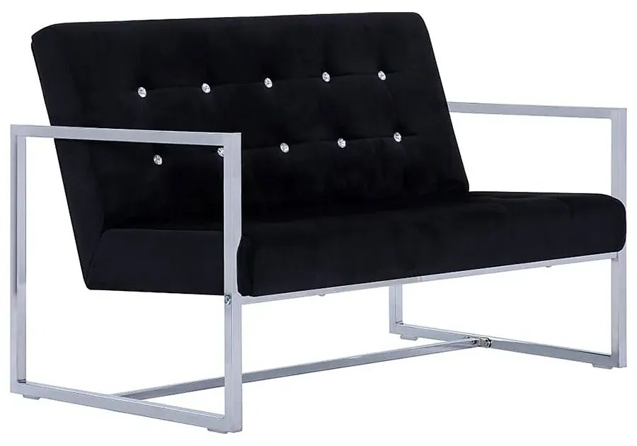 Zgrabna 2-osobowa sofa Aparro - aksamit, czarna