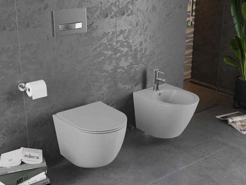 Mexen Lena miska wc Rimless z deską wolnoopadającą slim, duroplast, szara jasna mat - 30224061