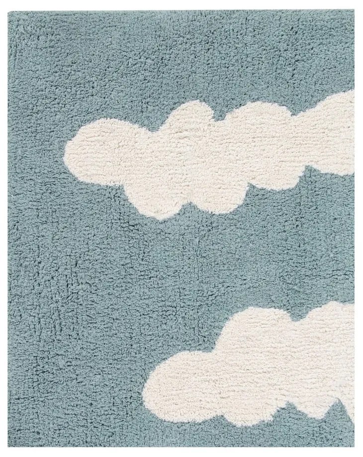 Niebieski bawełniany dywan dziecięcy tkany ręcznie odpowiedni do prania 120x160 cm Clouds Vintage Blue – Lorena Canals