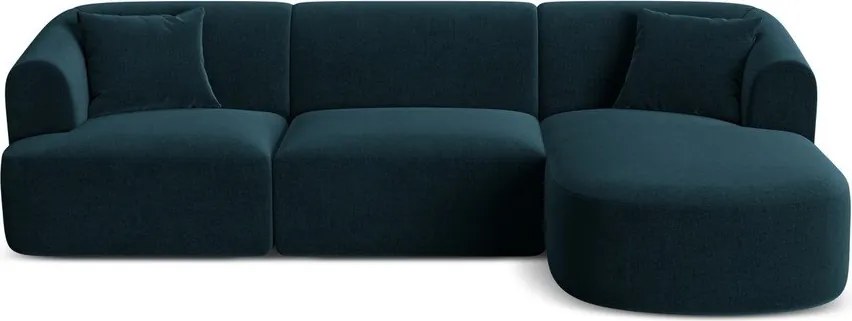 Morski aksamitny narożnik (prawostronny/z szezlongiem) Campi – Cosmopolitan Design