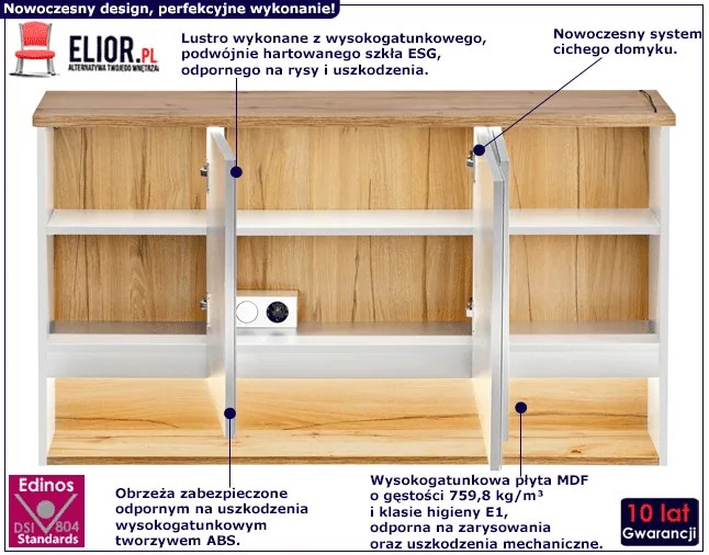 Szafka łazienkowa z lustrem Laures 4X - Biały