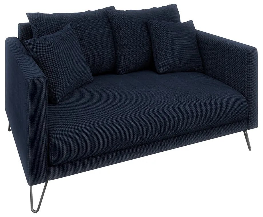 Ciemnoniebieska sofa z tkaniny szenilowej 140 cm Freya – Ropez
