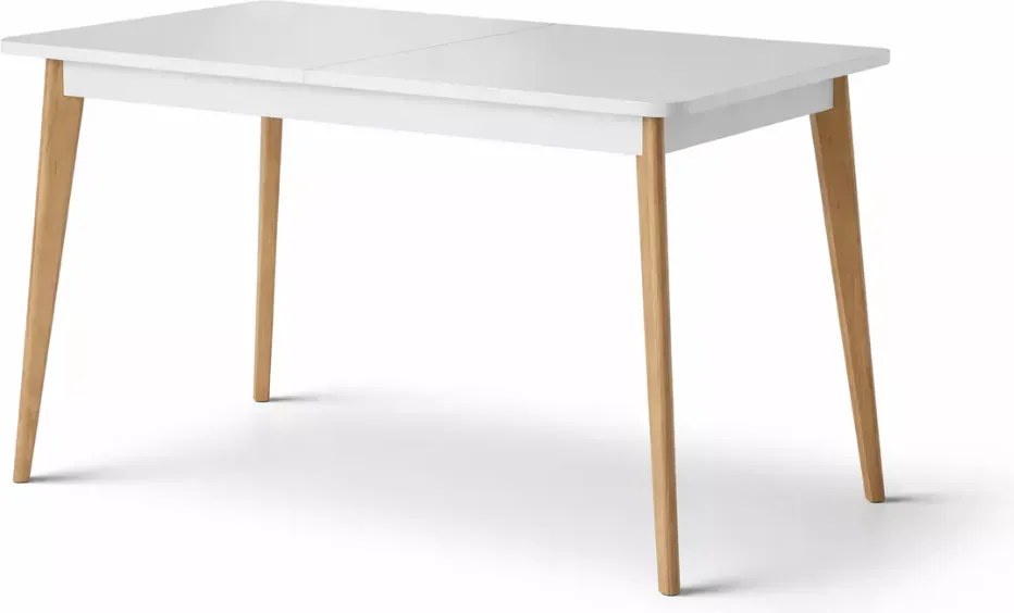 Stół Bliwon rozkładany 140-180x80 cm skandynawski biały/dąb riviera nowoczesny do jadalni