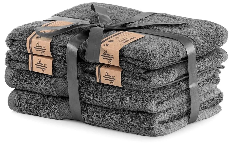 Komplet 6 ręczników DecoKing Bamby Charcoal