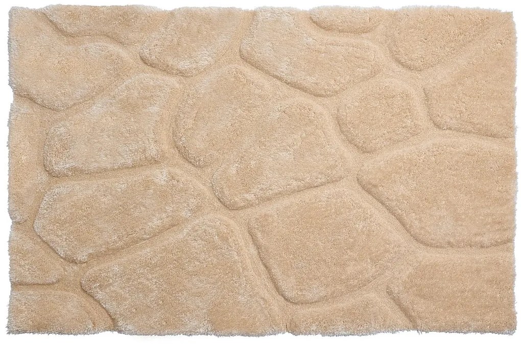 Dywan shaggy z długim włosiem z wypukłymi wzorami - 200 x 290 cm - Ciemnobeżowy - PIETRA