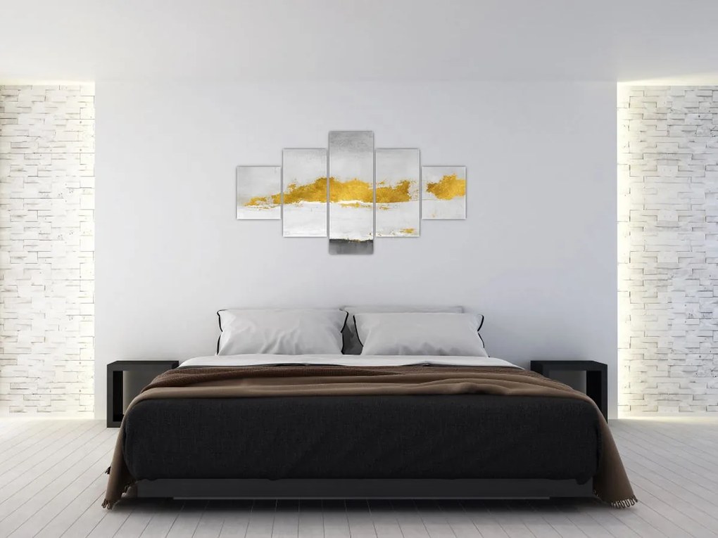 Obraz - Złote i szare pociągnięcia (125x70 cm)