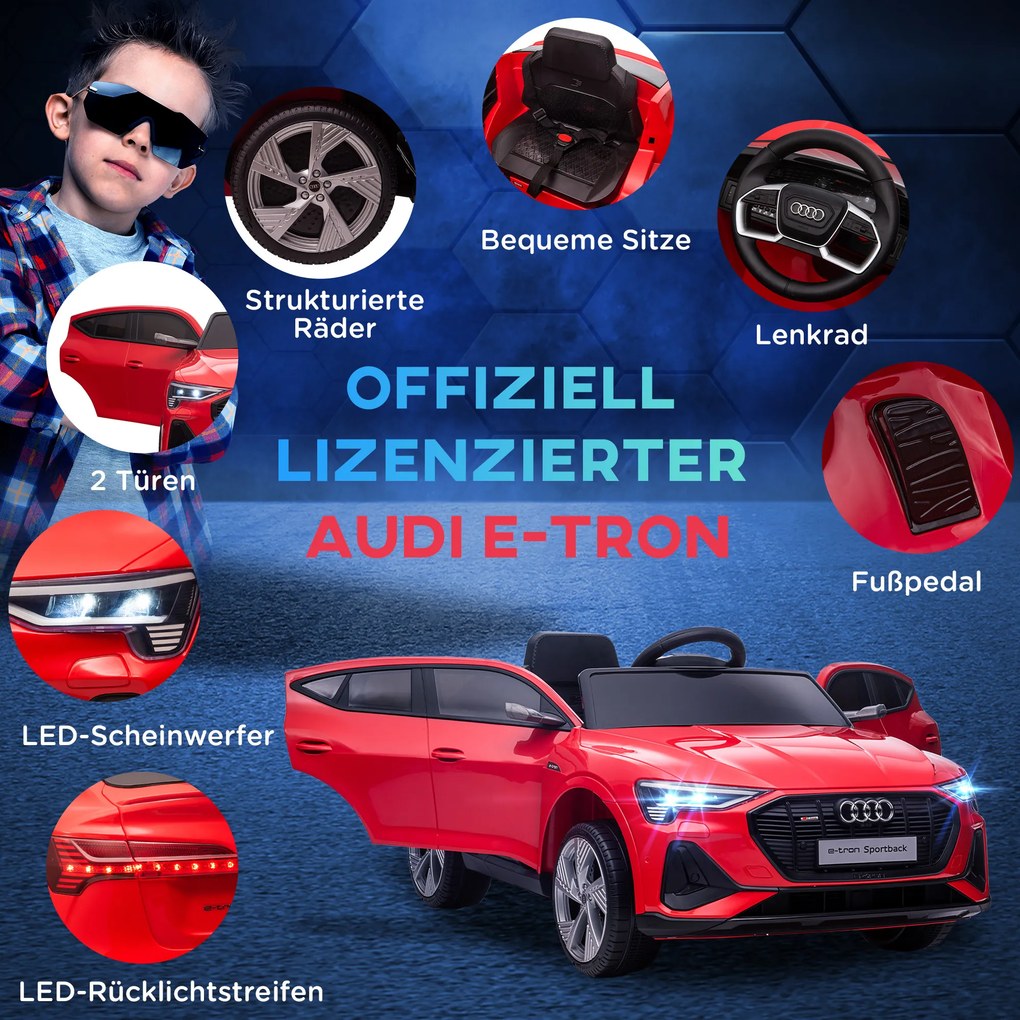 HOMCOM Auto elektryczne dla dzieci z pilotem zdalnego sterowania i efektami dźwiękowymi Czerwony samochodzik do 5 kmh 108x60x47cm | Aosom PL