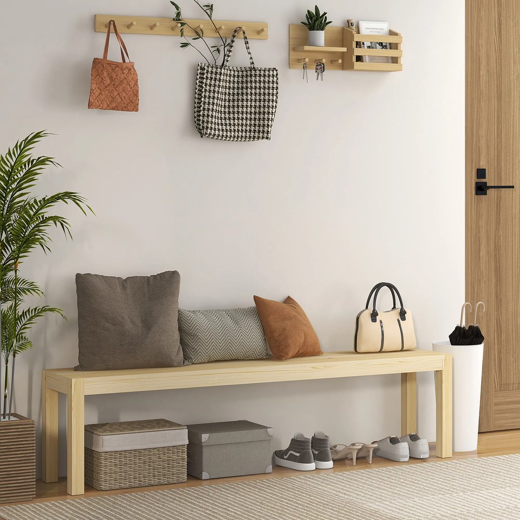 HOMCOM Drewniana ławka ogrodowa dla 3 osób do 330 kg drewno sosnowe 175x33x45 cm | Aosom PL