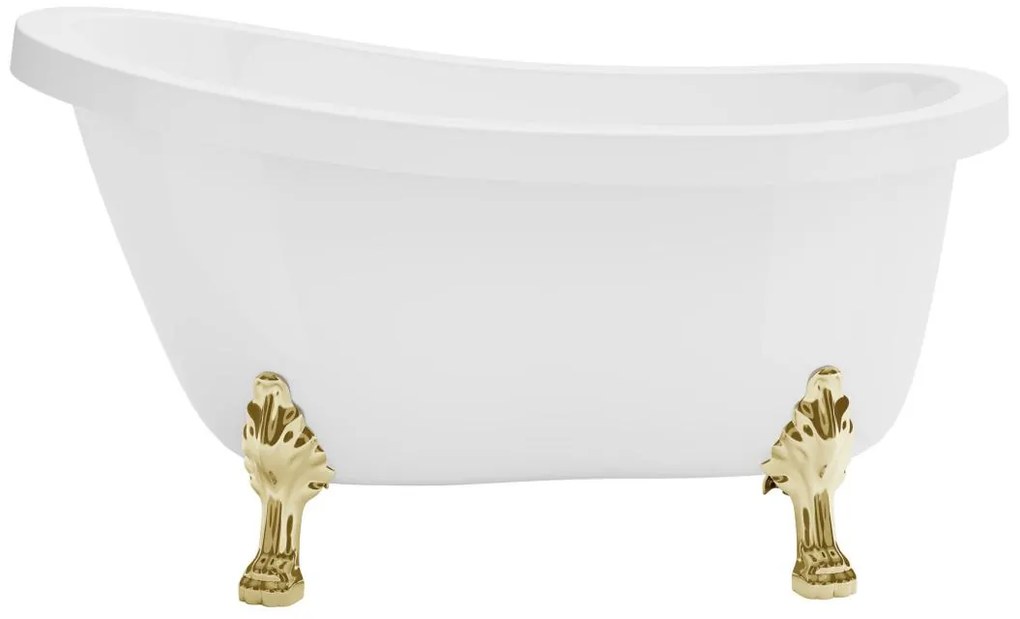 Wanna wolnostojąca retro ze złotymi nogami w kształcie lwich łap – 171 l – 145 x 74 x 77 cm – Biała – NISOS