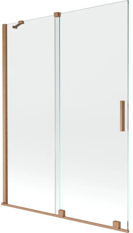 Mexen Velar parawan nawannowy 2-skrzydłowy rozsuwany 130 x 150 cm, transparent, miedź szczotkowana - 896-130-000-01-65