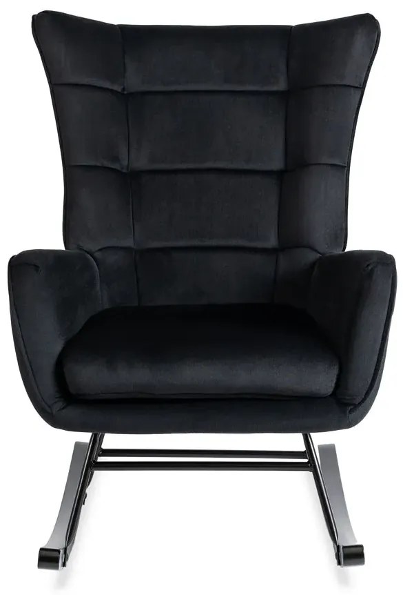 Czarny welurowy fotel bujany R6-B76