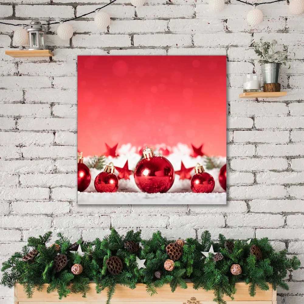 Obraz Canvas Prezent Święta Bombki Śnieg