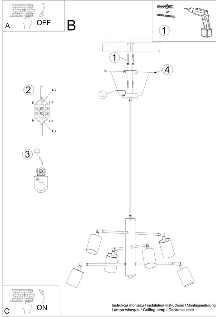 Żyrandol LEMMI 6 biały SOLLUX LIGHTING