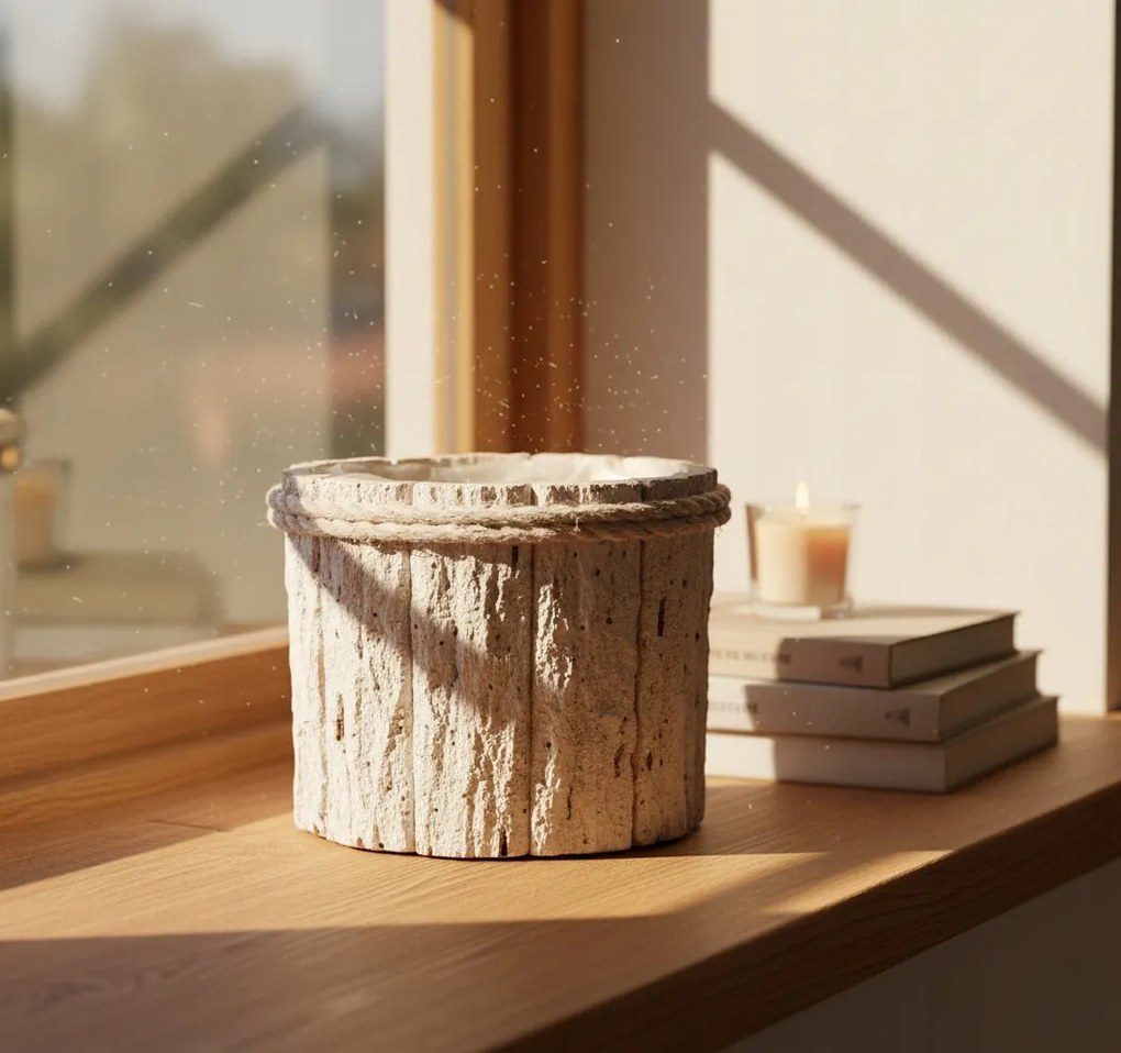 Osłonka z kory 12 cm Naturalna Doniczka Boho Rustykalna Dekoracja do Roślin