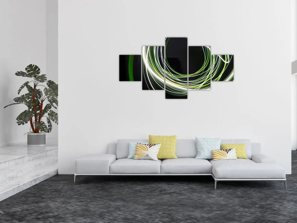 Obraz zielonych kresek (125x70 cm)