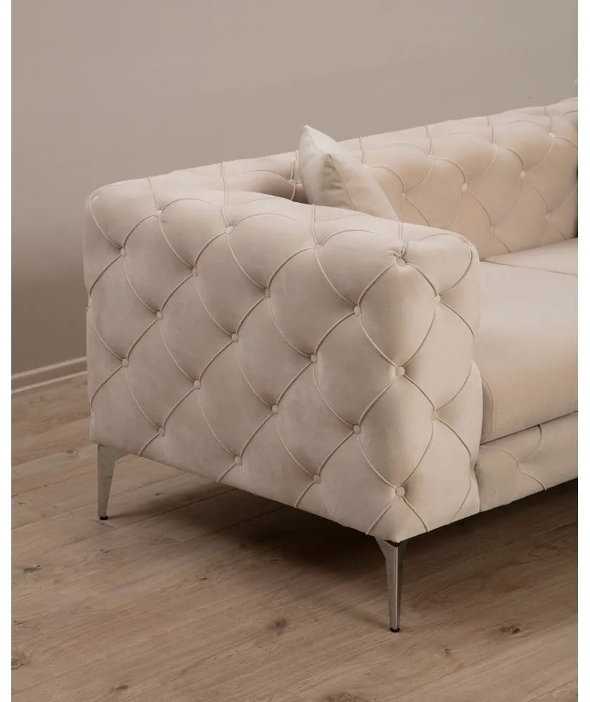 Beżowa aksamitna sofa 237 cm Como – Artie