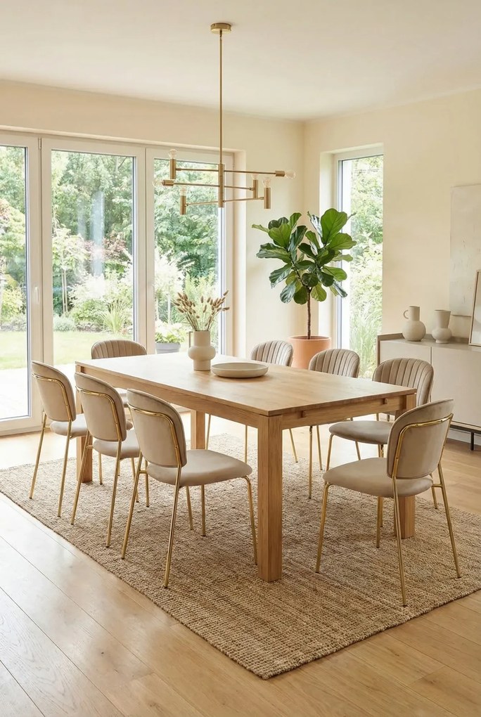 Beżowe welurowe krzesło pikowane M8-P68