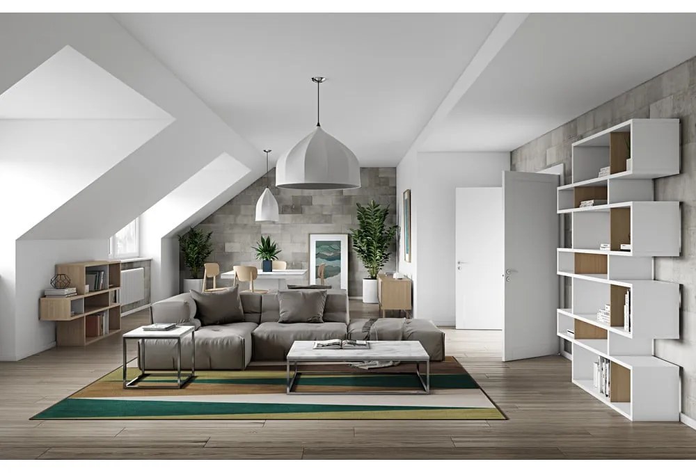 Biały regał z jasnobrązowymi detalami TemaHome London, wys. 220 cm