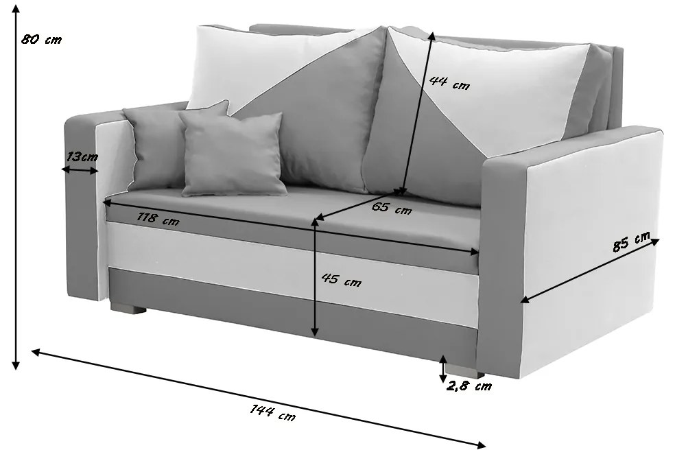 Sofa kanapa 2 os z funkcją spania ASTO1 Brązowy/Beżowy
