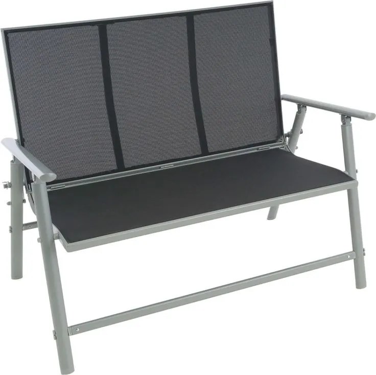 Ławka ogrodowa aluminiowa, 2-osobowa, 119 cm, szara