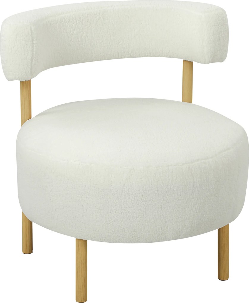 HOMCOM Fotel lounge fotel relaksacyjny z Sherpa-Fleece, metalowe nogi w wyglądzie drewna, tapicerowany fotel 67 x 67 x 71 cm kremowo-biały | Aosom PL
