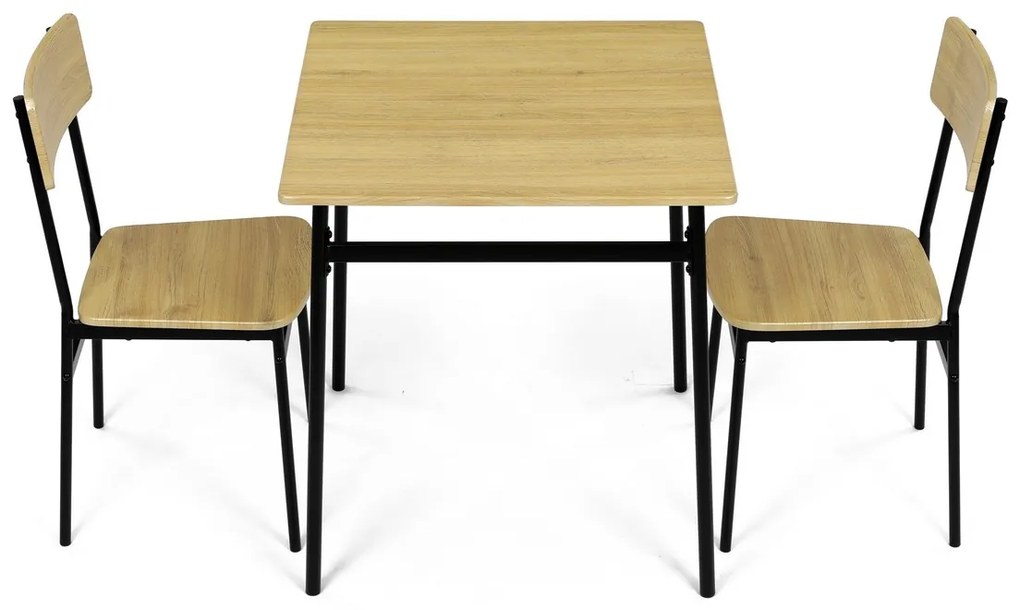 Zestaw jadalniany Industrial z 2 krzesłami, 70 x70 x 76 cm, dziki dąb