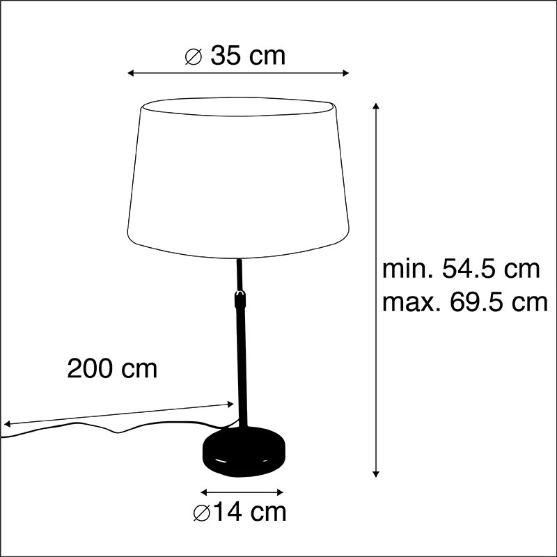 Lampa stołowa czarna z abażurem z lnu w kolorze szarym 35 cm regulowana - Parte