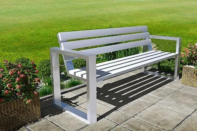 Metalowa ławka z drewnianym siedziskiem Norin Zeldix 180cm
