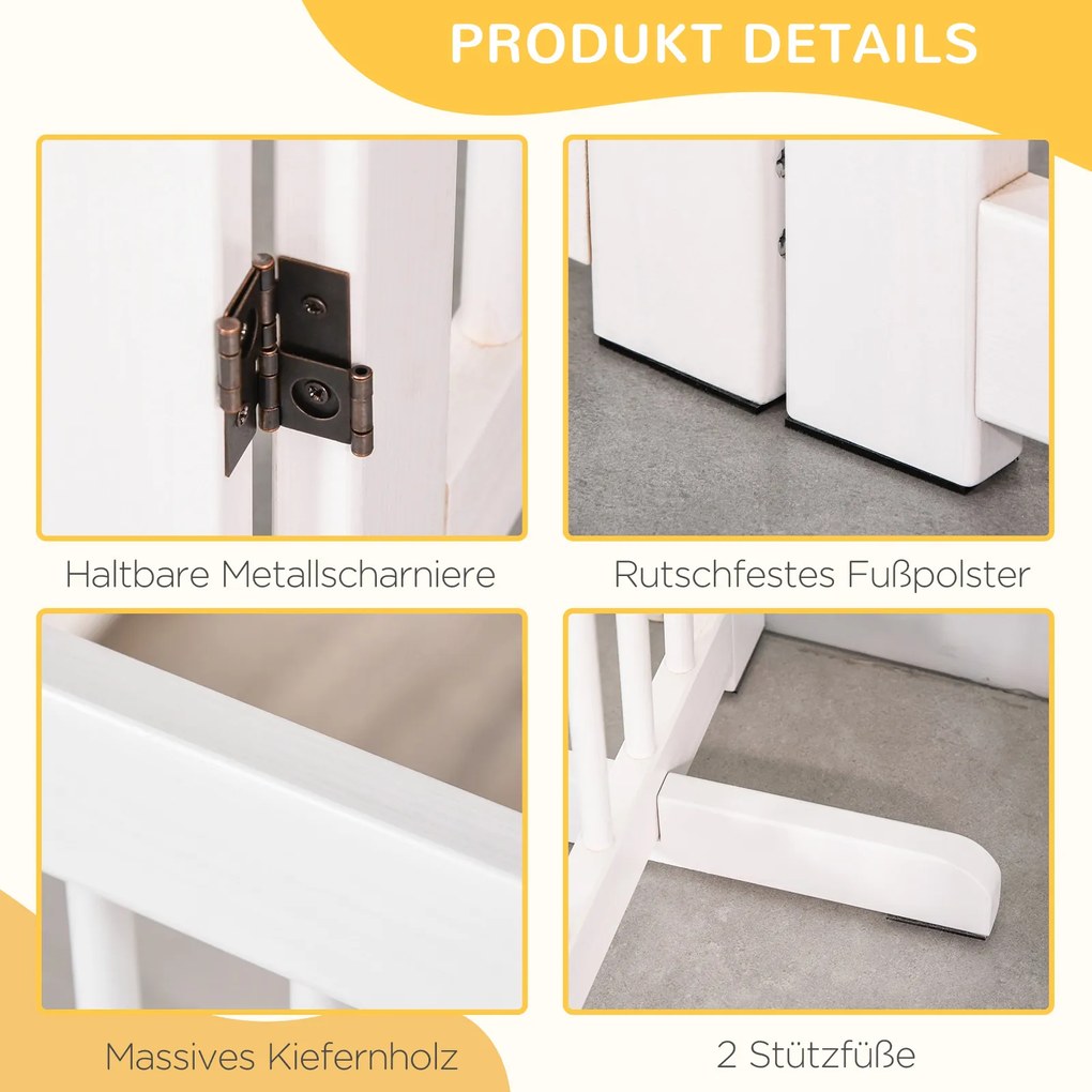 PawHut składana bramka dla psów z drzwiami biała wolnostojąca idealna do domu | Aosom PL