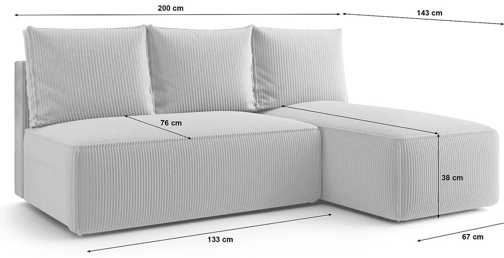 Jasnobeżowa rozkładana sofa narożna z funkcją spania H2-Z30