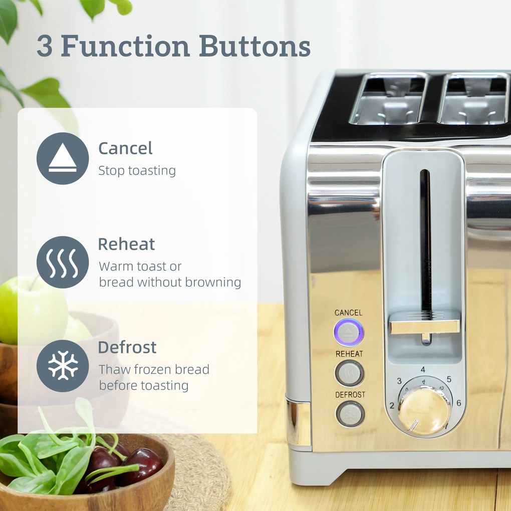 HOMCOM Zestaw Czajnik i Toster, 1,7L 2200W Szybkokochający Czajnik z Termostatem | Aosom PL